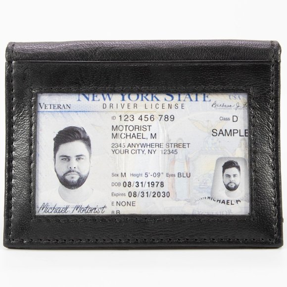 Real Genuine Leather Men's Bifold Credit Card Case, ID Holder - Picture 2 of 8